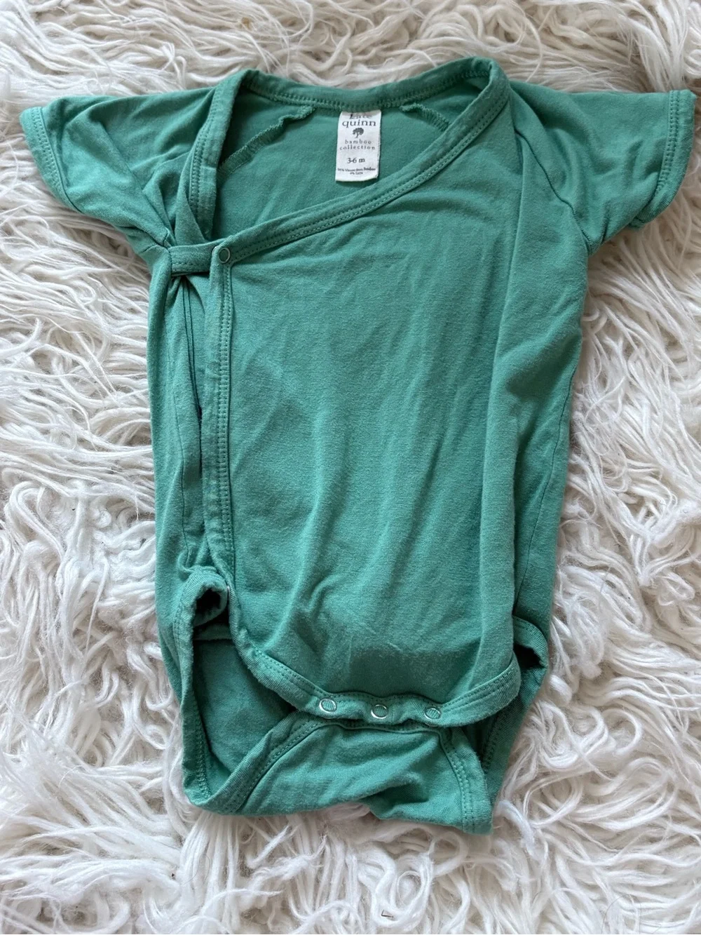 Kate Quinn Bamboo Green Short Sleeve Side Snap Bodysuit 3-6M